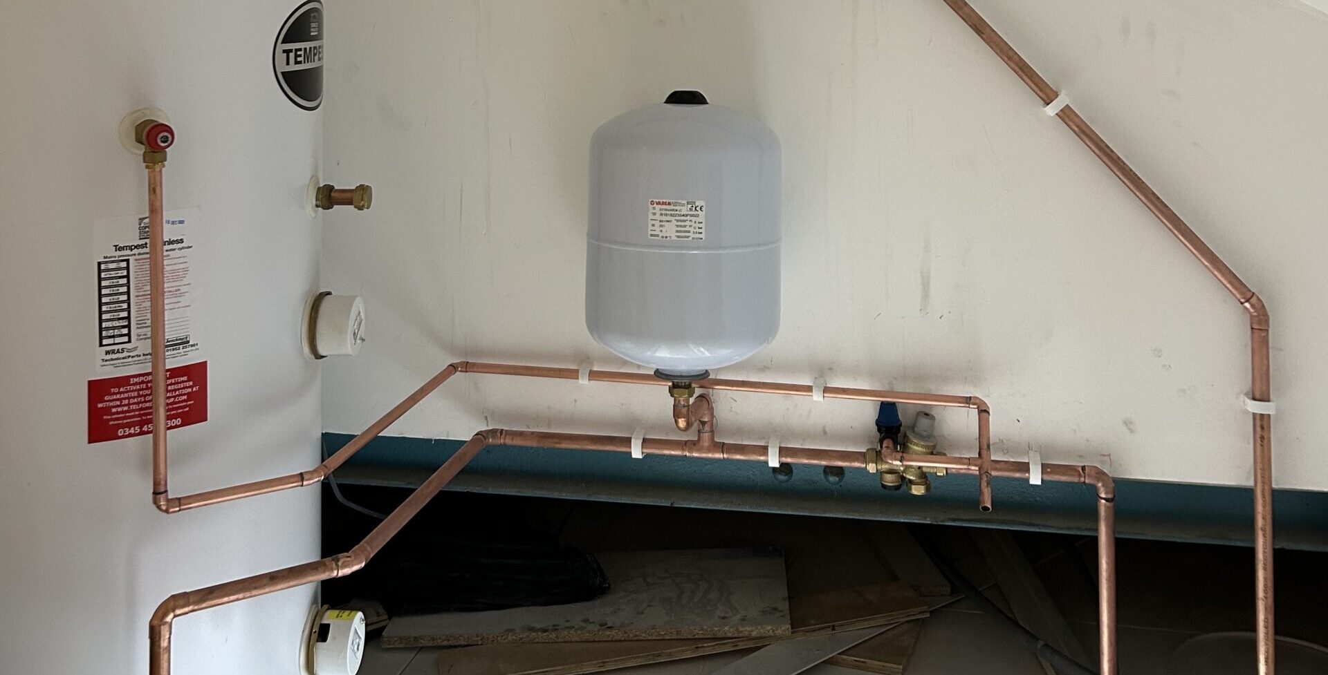 Copper pipework manifold for central heating